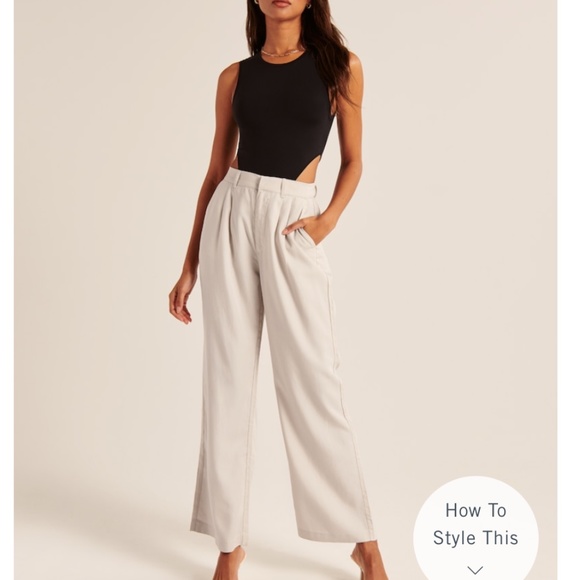 abercrombie linen blend wide leg pants 